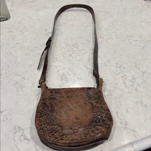 Frye Brown Leather Studded Crossbody Bag